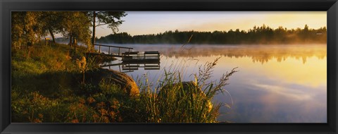 Framed Reflection of sunlight in water, Vuoksi River, Imatra, Finland Print