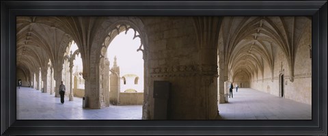 Framed Tourists at a monastery, Mosteiro dos Jeronimos, Belem, Lisbon, Portugal Print