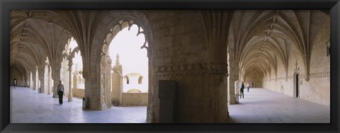 Framed Tourists at a monastery, Mosteiro dos Jeronimos, Belem, Lisbon, Portugal Print