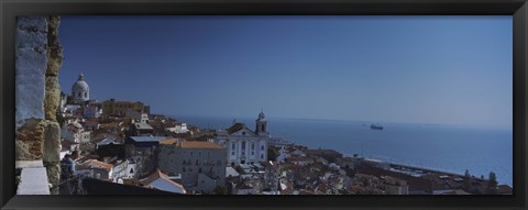 Framed High angle view of a city viewed from a tower, Alfama, Lisbon, Portugal Print
