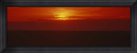 Framed Sunset over a grain field, Carson County, Texas Panhandle, Texas, USA Print