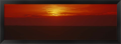 Framed Sunset over a grain field, Carson County, Texas Panhandle, Texas, USA Print