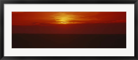 Framed Sunset over a grain field, Carson County, Texas Panhandle, Texas, USA Print