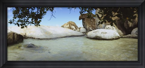 Framed Rocks in water, The Baths, Virgin Gorda, British Virgin Islands Print