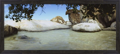 Framed Rocks in water, The Baths, Virgin Gorda, British Virgin Islands Print