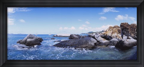 Framed Rock formations in the sea, The Baths, Virgin Gorda, British Virgin Islands Print