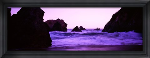 Framed Dusk on the Santa Cruz coastline, California, USA Print