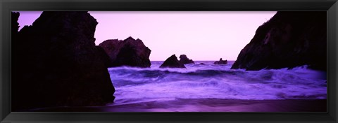 Framed Dusk on the Santa Cruz coastline, California, USA Print