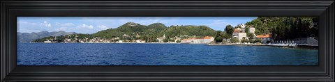 Framed Buildings at the waterfront, Adriatic Sea, Lopud Island, Dubrovnik, Croatia Print