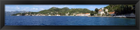 Framed Buildings at the waterfront, Adriatic Sea, Lopud Island, Dubrovnik, Croatia Print