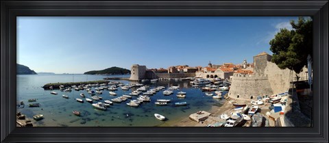 Framed Boats in the sea, Old City, Dubrovnik, Croatia Print