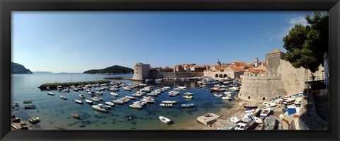 Framed Boats in the sea, Old City, Dubrovnik, Croatia Print