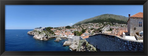 Framed Buildings at the waterfront, Adriatic Sea, Lovrijenac, Dubrovnik, Croatia Print