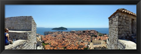 Framed Island in the sea, Adriatic Sea, Lokrum Island, Dubrovnik, Croatia Print