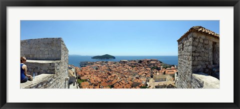 Framed Island in the sea, Adriatic Sea, Lokrum Island, Dubrovnik, Croatia Print