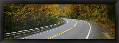 Framed Road passing through a forest, Winding Road, New Hampshire, USA Print