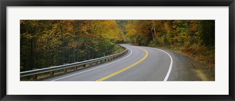 Framed Road passing through a forest, Winding Road, New Hampshire, USA Print