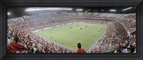 Framed Crowd in a stadium, Sevilla FC, Estadio Ramon Sanchez Pizjuan, Seville, Seville Province, Andalusia, Spain Print
