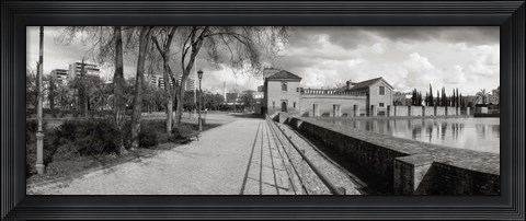 Framed Park near a pool in a city, Parque De La Buhaira, Sevilla, Seville Province, Andalusia, Spain Print