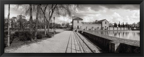 Framed Park near a pool in a city, Parque De La Buhaira, Sevilla, Seville Province, Andalusia, Spain Print