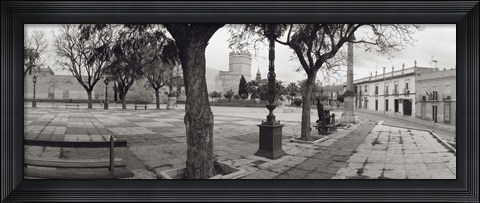Framed Trees in front of a building, Alameda Vieja, Jerez, Cadiz, Spain Print
