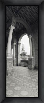 Framed Interiors of a plaza, Plaza De Espana, Seville, Seville Province, Andalusia, Spain Print