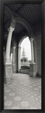 Framed Interiors of a plaza, Plaza De Espana, Seville, Seville Province, Andalusia, Spain Print