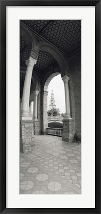 Framed Interiors of a plaza, Plaza De Espana, Seville, Seville Province, Andalusia, Spain Print