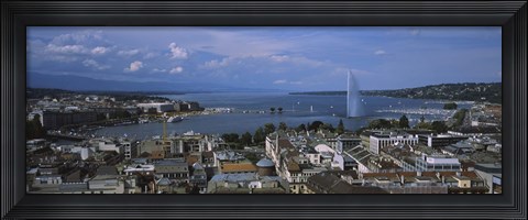 Framed Buildings in a city, Lake Geneva, Lausanne, Switzerland Print