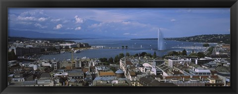 Framed Buildings in a city, Lake Geneva, Lausanne, Switzerland Print