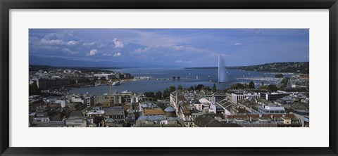 Framed Buildings in a city, Lake Geneva, Lausanne, Switzerland Print