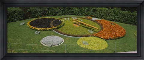 Framed Clock in a park, Geneva, Switzerland Print