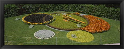 Framed Clock in a park, Geneva, Switzerland Print