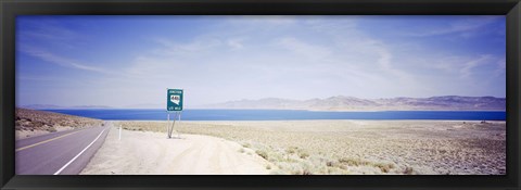 Framed Road sign at the roadside, Nevada State Route 446, Pyramid Lake, Nevada, USA Print