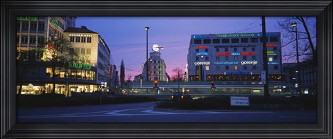 Framed Buildings lit up at dusk, Karlsplatz, Munich, Bavaria, Germany Print