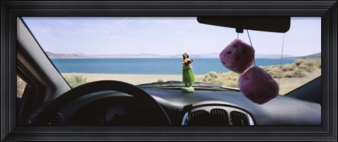 Framed Lake viewed through the windshield of a car, Pyramid Lake, Washoe County, Nevada, USA Print