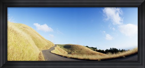 Framed Curved road on the mountain, Marin County, California, USA Print