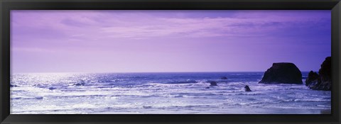 Framed Rocks in the ocean, Pacific Ocean, Mendocino County, California, USA Print