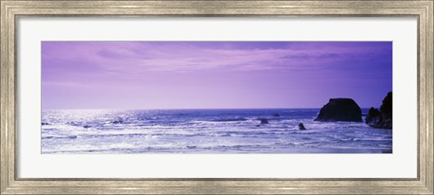 Framed Rocks in the ocean, Pacific Ocean, Mendocino County, California, USA Print