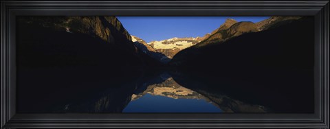 Framed Reflection of mountains in a lake, Lake Louise, Banff National Park, Alberta, Canada Print