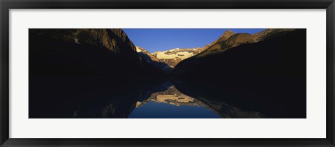 Framed Reflection of mountains in a lake, Lake Louise, Banff National Park, Alberta, Canada Print