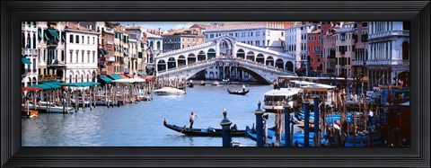 Framed Bridge across a river, Rialto Bridge, Grand Canal, Venice, Italy Print