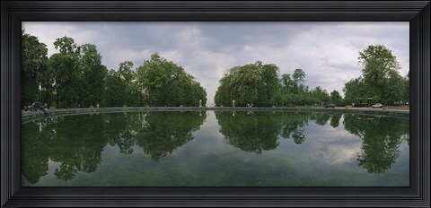 Framed Reflection of trees in a pond, Versailles, Paris, Ile-De-France, France Print