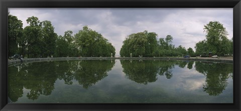 Framed Reflection of trees in a pond, Versailles, Paris, Ile-De-France, France Print