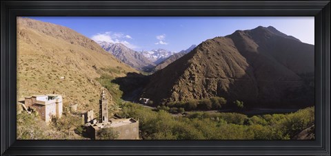 Framed Ruins of a village with mountains in the background, Atlas Mountains, Marrakesh, Morocco Print