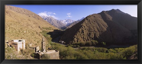 Framed Ruins of a village with mountains in the background, Atlas Mountains, Marrakesh, Morocco Print