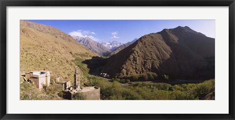 Framed Ruins of a village with mountains in the background, Atlas Mountains, Marrakesh, Morocco Print