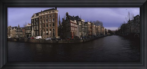 Framed Buildings along a canal, Amsterdam, Netherlands Print