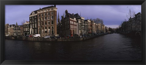 Framed Buildings along a canal, Amsterdam, Netherlands Print