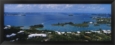 Framed High angle view of buildings at the waterfront, Gibbs Hill Lighthouse, Bermuda Print